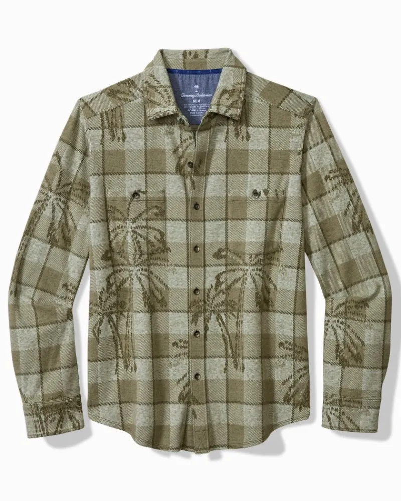 Tommy Bahama Fireside Palm Springs Stretch Flannel Shirt Tea Leaf Hot