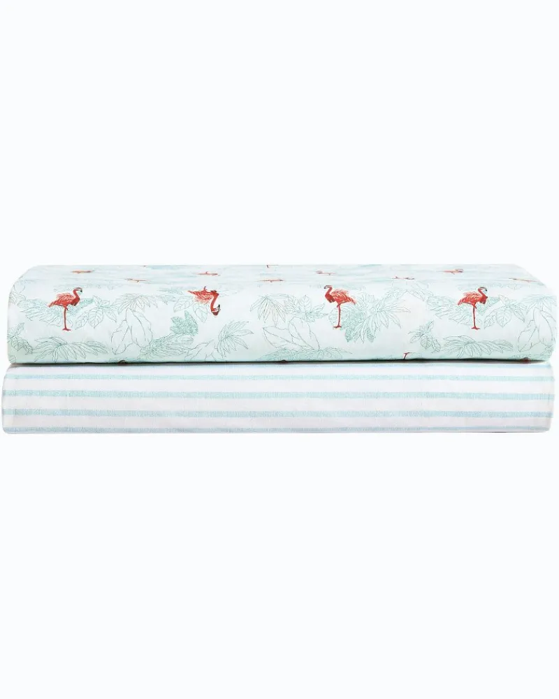 Tommy Bahama Flamingo Santa 4-Piece King Sheet Set Red/Green Online