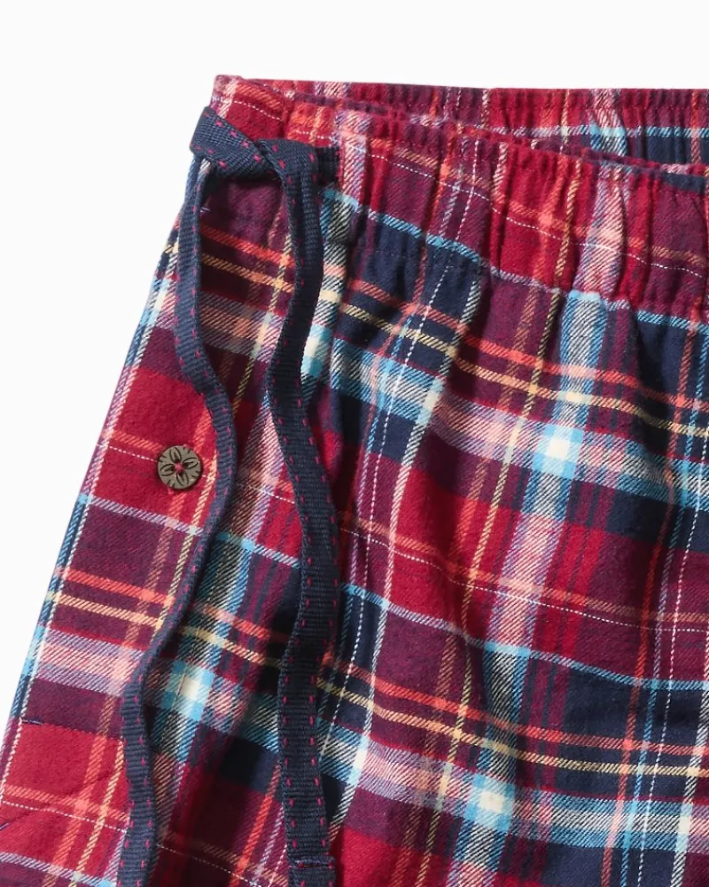 Tommy Bahama Flannel Long Sleeve & Pants Pajama Set Beet Red Sale