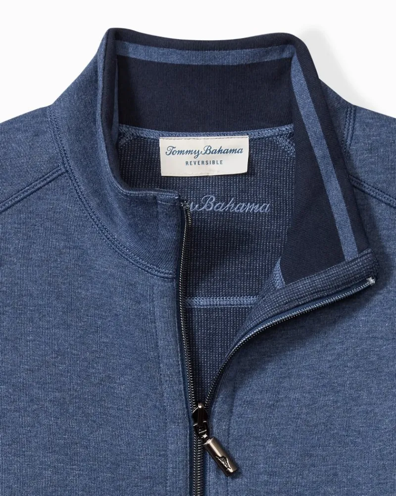 Tommy Bahama Flip Coast Reversible Vest Blue Note Heather Clearance