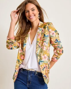 Tommy Bahama Flora Amora Satin Blazer Greek Olive Hot