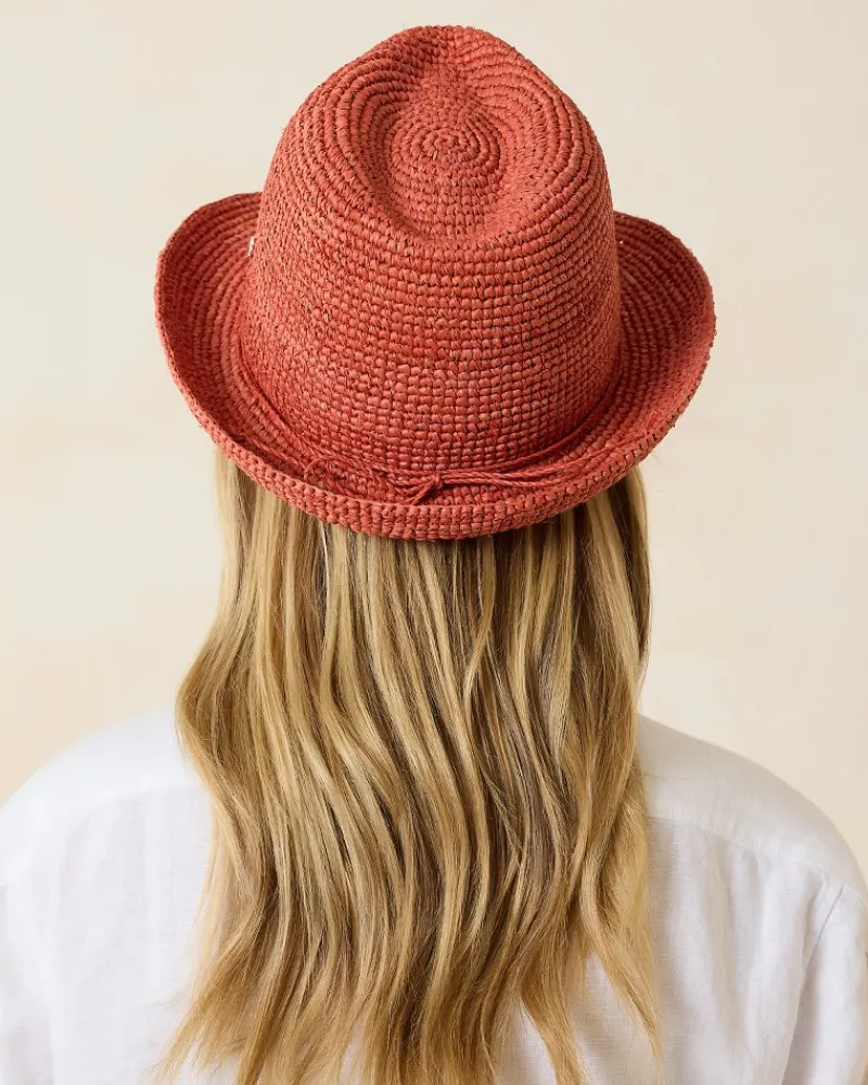 Tommy Bahama Gigi Crochet Raffia Hat Hibiscus Discount