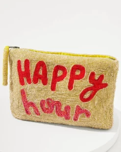 Tommy Bahama Happy Hour Beaded Clutch Gold New