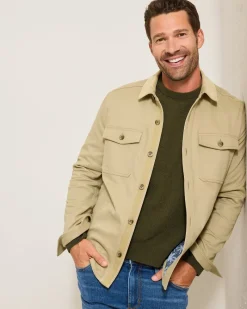 Tommy Bahama Harbor Point Shirt Jacket Stone Khaki Discount