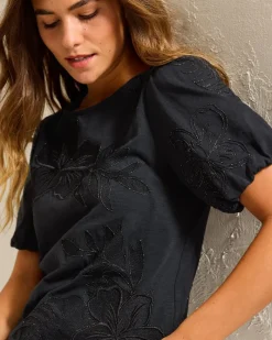 Tommy Bahama Heritage Hibiscus Puff-Sleeve Lux T-Shirt Black Online