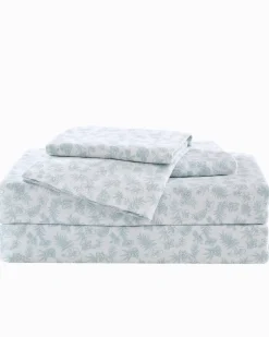 Tommy Bahama Hibiscus Bloom 4-Piece King Sheet Set Green Hot