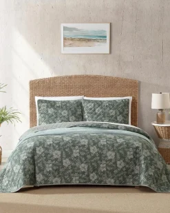 Tommy Bahama Hibiscus Reversible 3-Piece King Quilt Set Jungle New