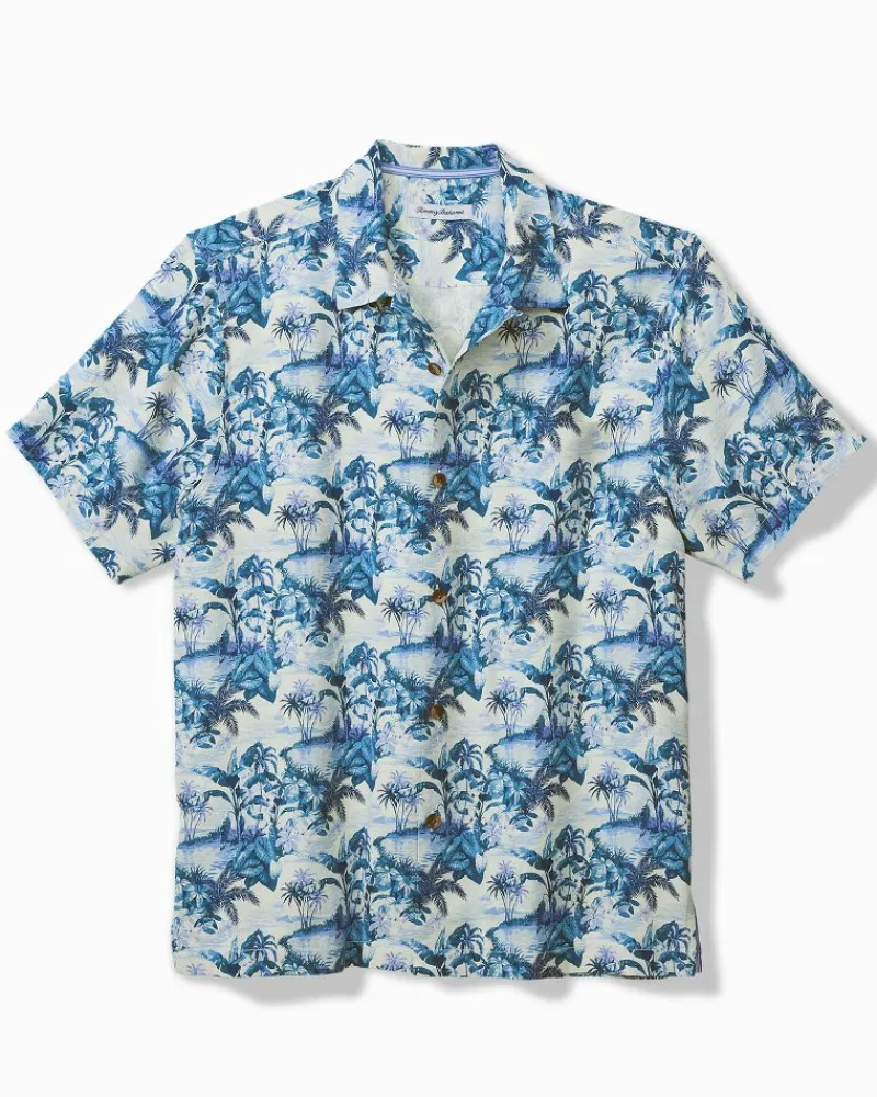 Tommy Bahama Hidden Horizons Silk Camp Shirt Myka Blue New