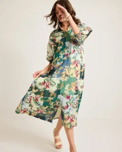 Tommy Bahama Hightide Flora Midi Shirt Dress Bonsai Outlet