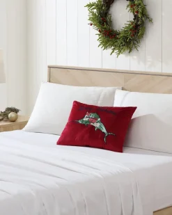 Tommy Bahama Holiday Marlin Velvet Embroide Decorative Pillow Red Discount