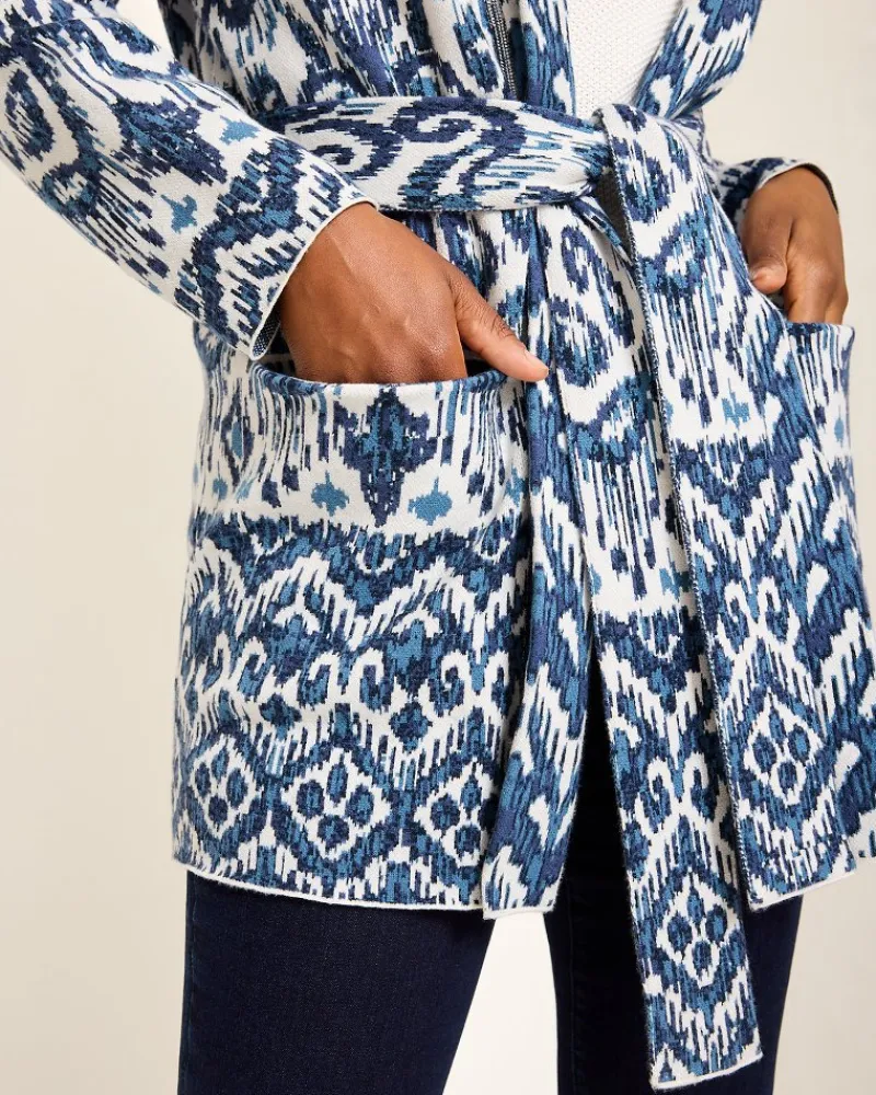 Tommy Bahama Ikat Cardigan Coconut New