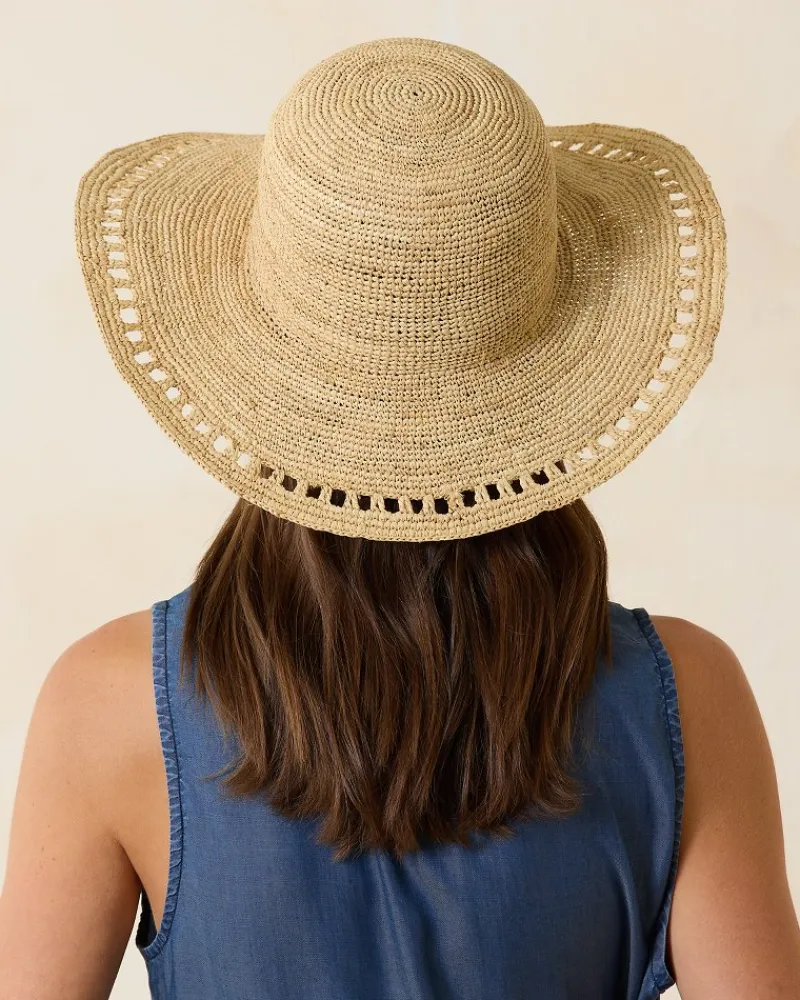 Tommy Bahama Isla Crochet Raffia Sun Hat Natural Clearance