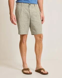 Tommy Bahama Isla Sands Stripe Stretch-Linen 9-Inch Shorts Beach Clearance