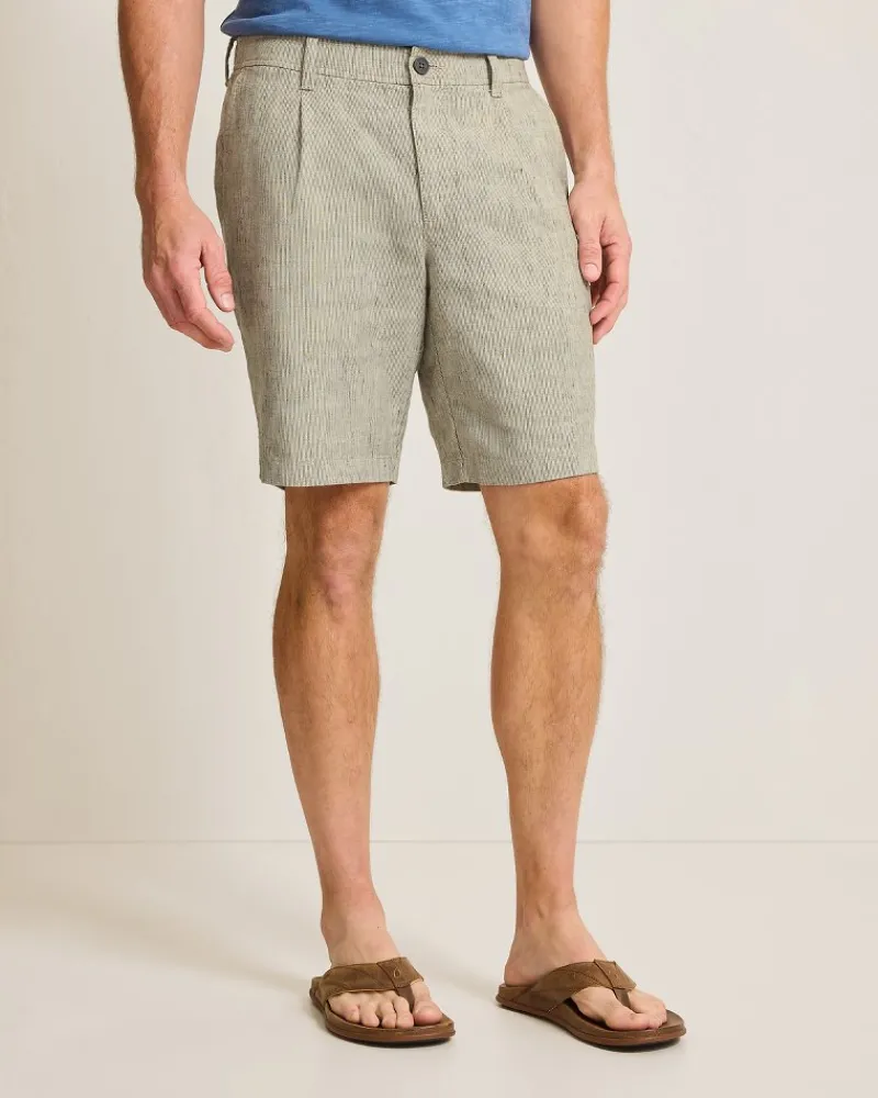 Tommy Bahama Isla Sands Stripe Stretch-Linen 9-Inch Shorts Beach Clearance