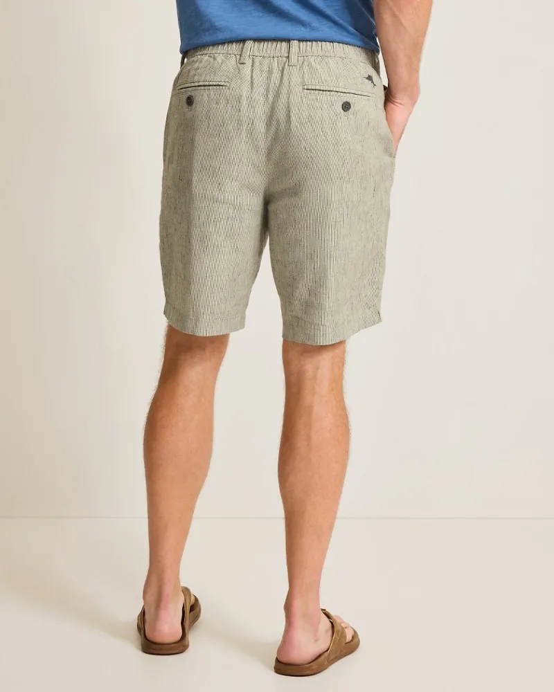 Tommy Bahama Isla Sands Stripe Stretch-Linen 9-Inch Shorts Beach Clearance