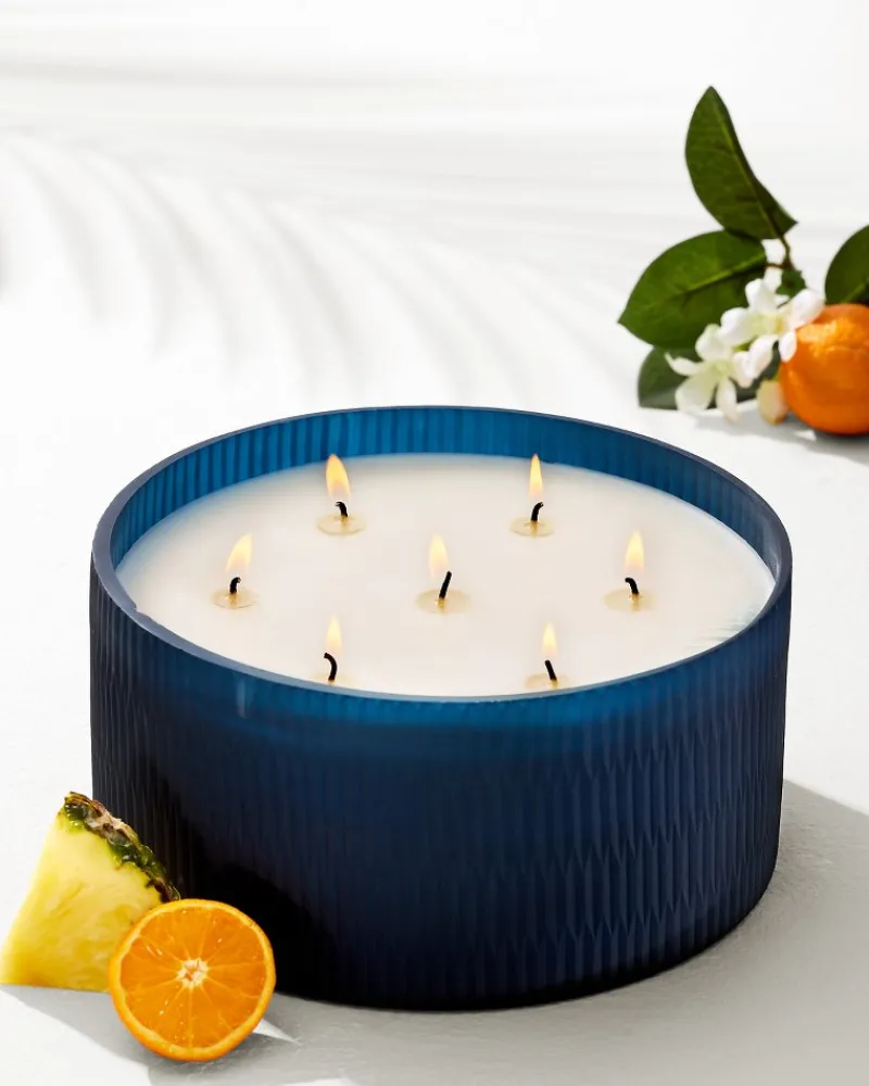 Tommy Bahama 57-oz. Cut Glass 7-Wick Candle Island Blend New