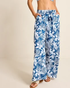 Tommy Bahama Island Blooms Drawstring Beach Pants Indigo Tide Hot