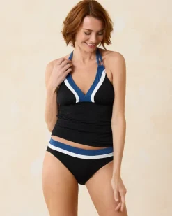 Tommy Bahama Island Cays Colorblock Halter Tankini Top Indigo Tide Clearance
