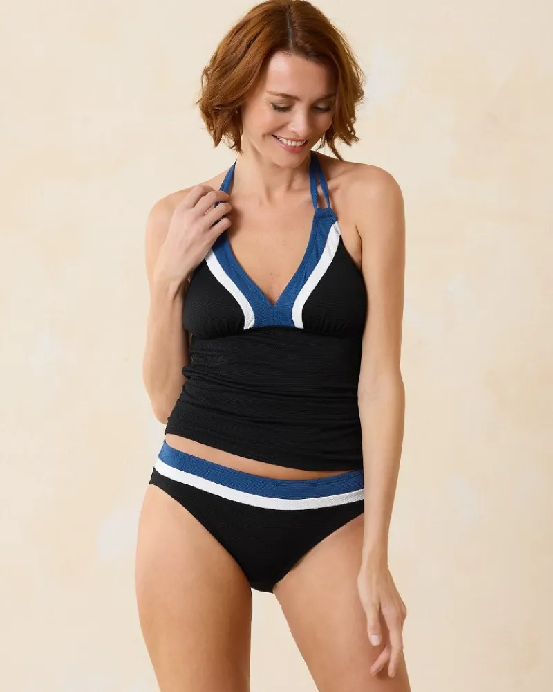 Tommy Bahama Island Cays Colorblock Halter Tankini Top Indigo Tide Clearance