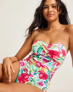 Tommy Bahama Island Cays Fiesta Bandeau One-Piece Swimsuit White Discount