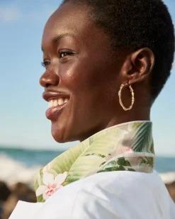 Tommy Bahama Island Essence Bamboo Hoop Earrings Gold Best