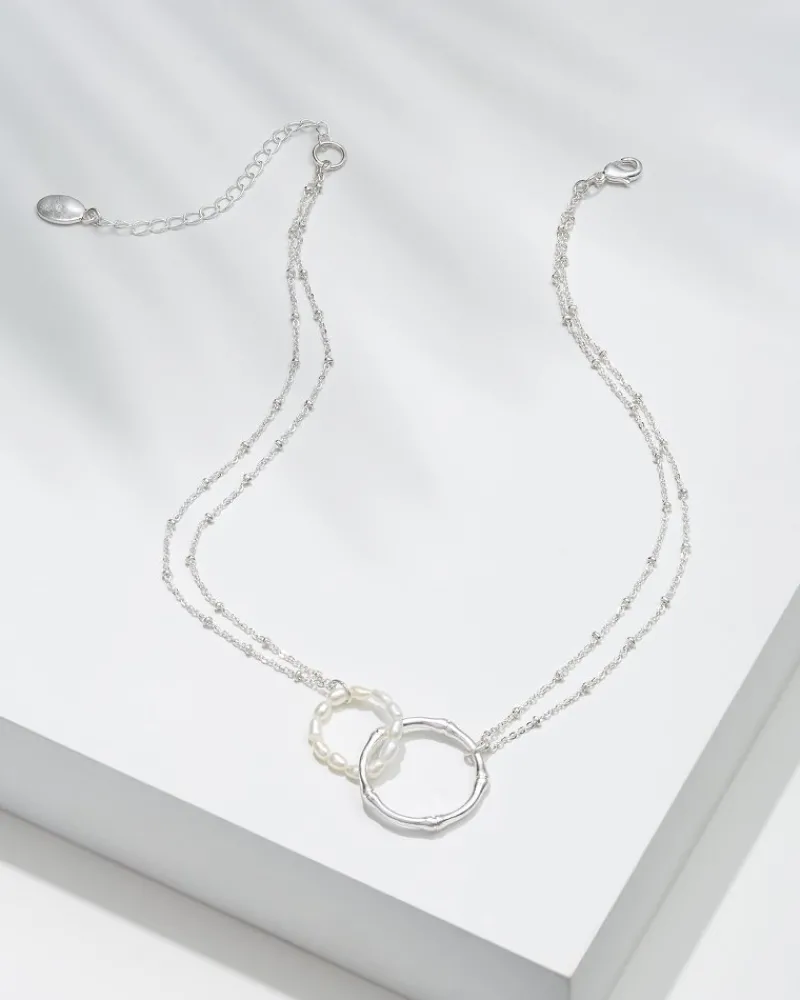 Tommy Bahama Island Essence Double Loop Bamboo Necklace Silver Hot