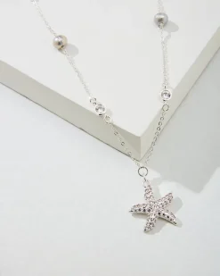 Tommy Bahama Island Essence Starfish Pearl Necklace Silver