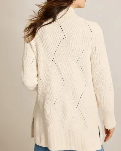 Tommy Bahama Island Luna Chenille Shell Stitch Cardigan Coconut New