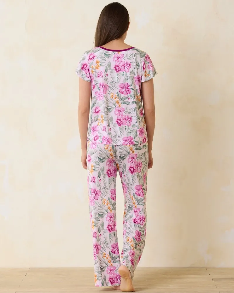 Tommy Bahama Jersey Short Sleeve & Pants Pajama Set Blushing New