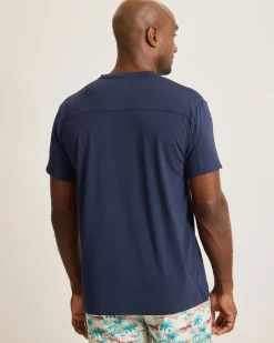 Tommy Bahama Jersey Short-Sleeve Henley Peacoat Navy Outlet