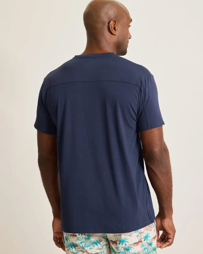 Tommy Bahama Jersey Short-Sleeve Henley Peacoat Navy Outlet