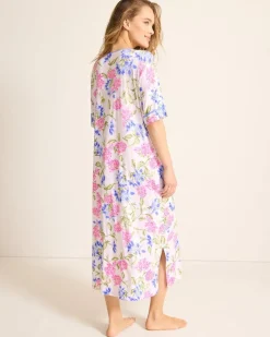 Tommy Bahama Jersey Short-Sleeve Maxi Sleep Caftan Ivory Sale