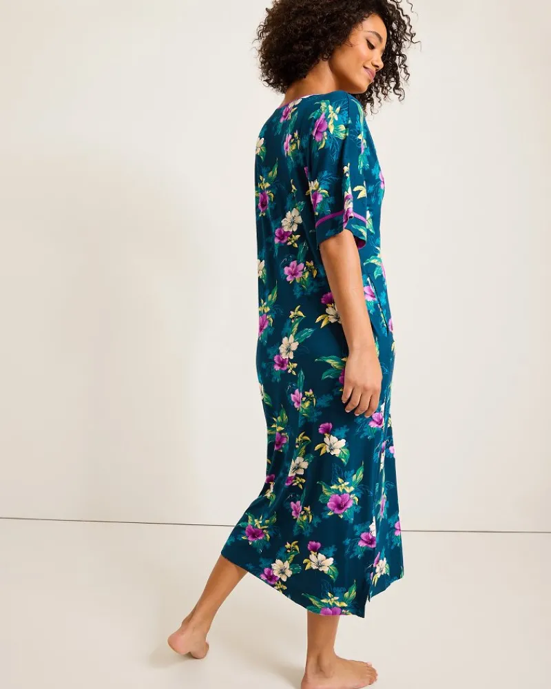 Tommy Bahama Jersey Short-Sleeve Maxi Sleep Caftan Summer Night Best