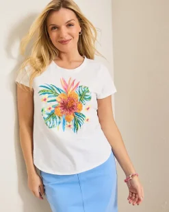 Tommy Bahama Jewel of the Jungle Embellished Lux T-Shirt White Discount