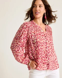 Tommy Bahama Jeweled Jaguar Pintuck Blouse Bleached Sand Online