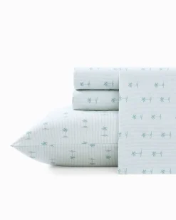 Tommy Bahama Kew Palms 4-Piece Queen Sheet Set Blue/Silver Online