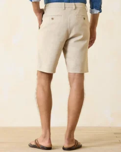 Tommy Bahama Latigo Beach Linen-Blend Flat-Front 10-Inch Shorts Stone Khaki Outlet