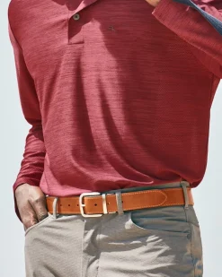 Tommy Bahama Leather Mesh Reversible Performance Belt Navy/Tan Discount