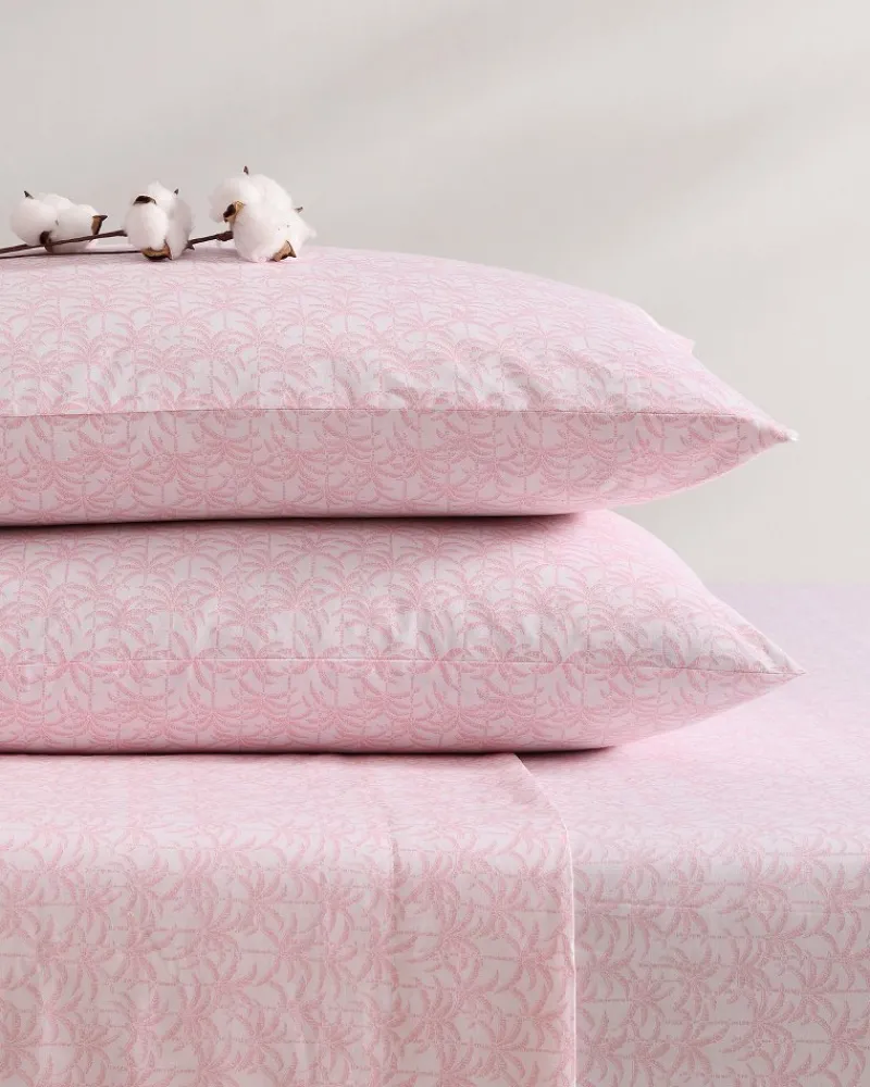 Tommy Bahama Lovely Palms 4-Piece Queen Sheet Set Pink Clearance