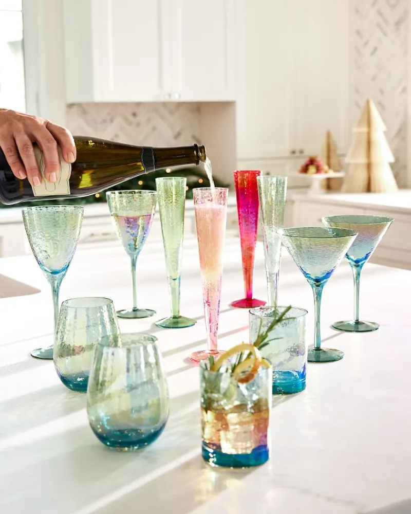 Tommy Bahama Luster Champagne Glasses — Set of 4 Multicolor Best