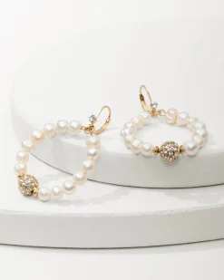 Tommy Bahama Madeira Pearl Statement Drop Hoop Earrings Gold Discount