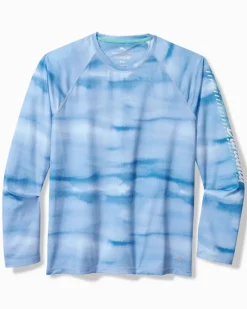Tommy Bahama Malibu Fronds Crew IslandZone® Rash Guard Blue Canal Discount