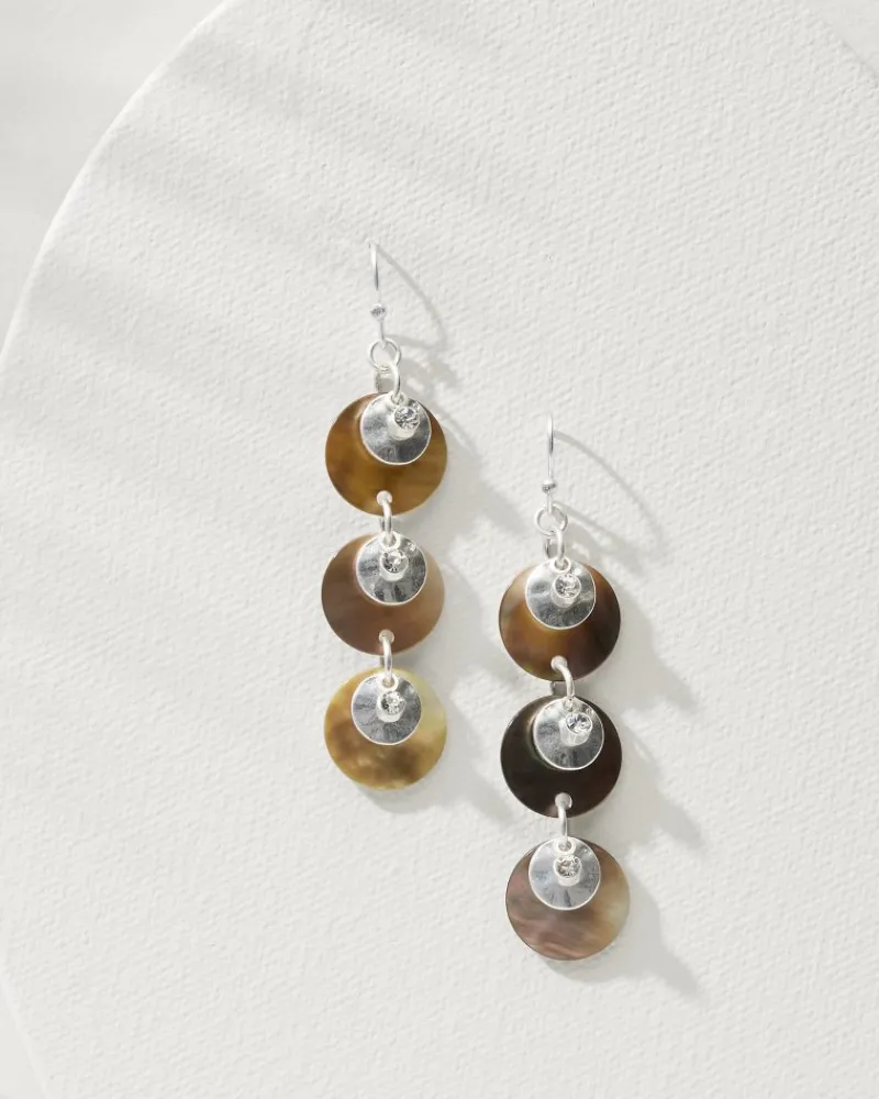 Tommy Bahama Marco Island Grey Multi-Shell Drop Earrings Silver Discount