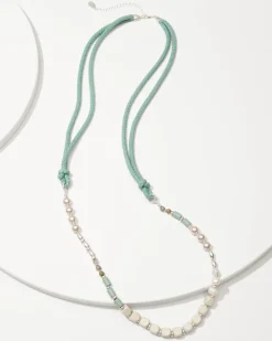 Tommy Bahama Marco Island Mixed Materials Necklace Silver Sale