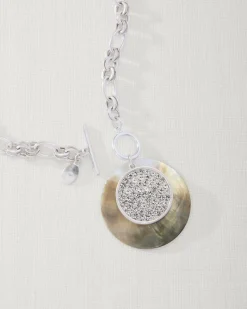Tommy Bahama Marco Island Shell Pendant Necklace Silver Outlet