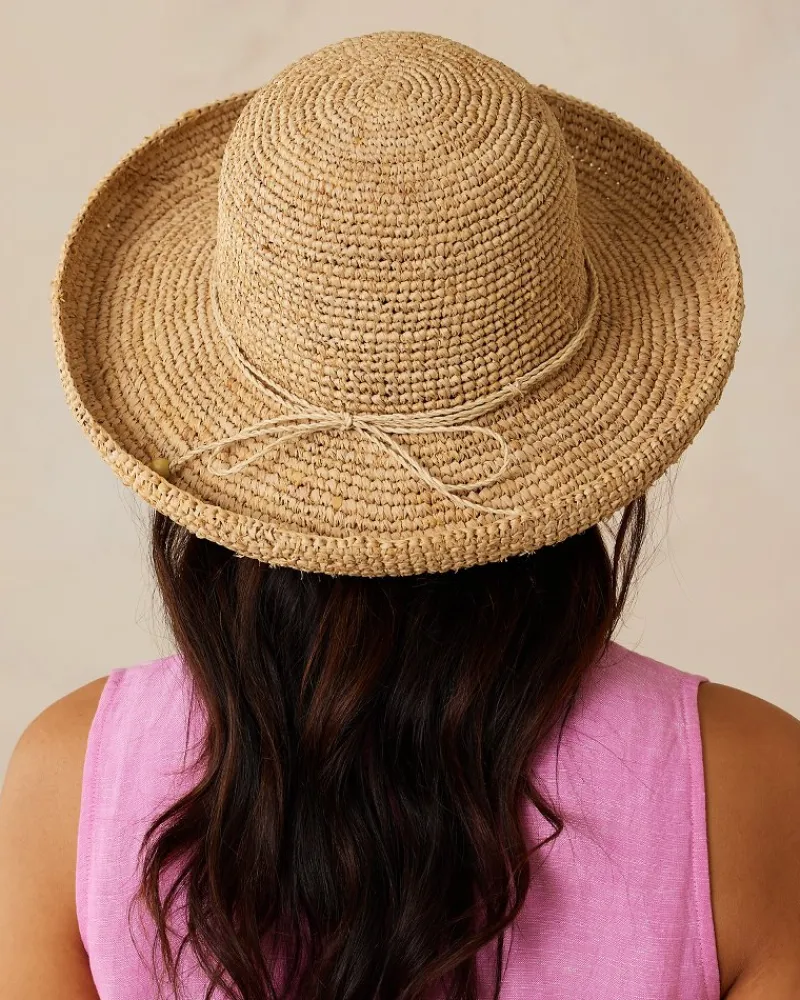 Tommy Bahama Maria Packable Raffia Upturn Hat Natural Best