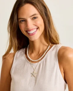 Tommy Bahama Moments in Paradise Star Layered Pearl Necklace Gold Outlet