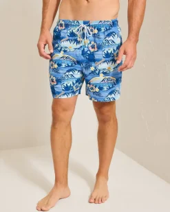 Tommy Bahama Naples Ocean Echoes 6-Inch Swim Trunks Pool Tile Online