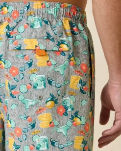 Tommy Bahama Naples Tales of a Cocktail 6-Inch Swim Trunks Concrete Grey Hot