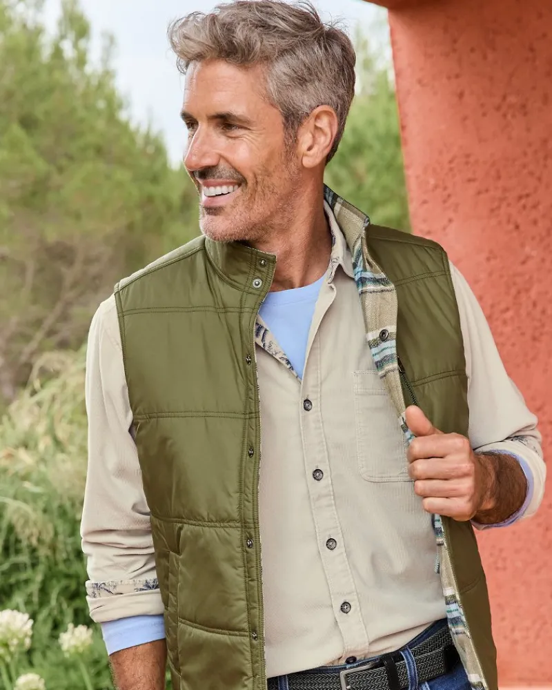 Tommy Bahama Oak Harbor Reversible Vest Tea Leaf New
